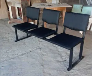 Three-seater chair attached to a metal frame